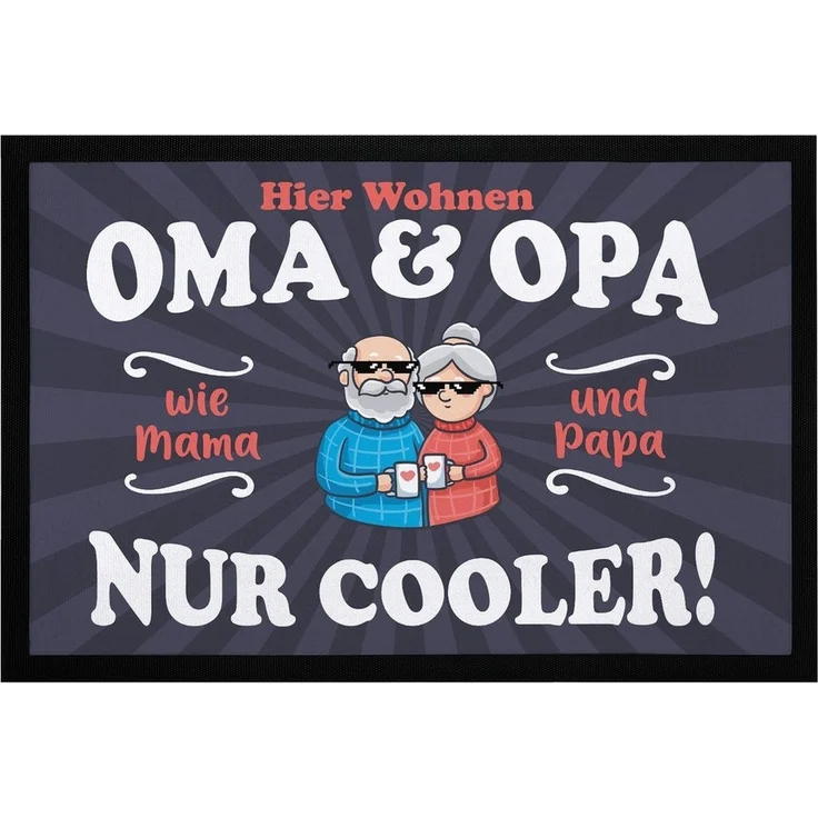 MoonWorks Fußmatte Fußmatte Geschenk Hier wohnen Oma und Opa Großeltern lustige, rechteckig – Bild 5