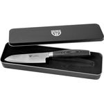 Damaszener Santokumesser 12,5 cm Klinge, 65 lagig mit Micartagriff