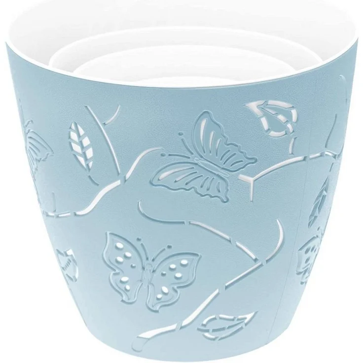 Lashuma Blumentopf Hell Blau (Set, 4 St), 3D Optik – Bild 2