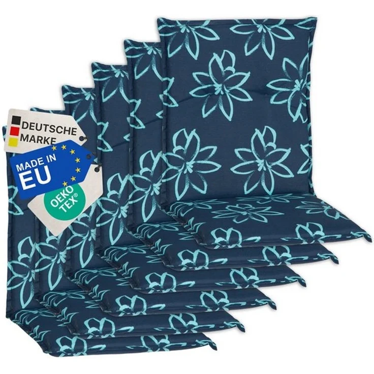 NYVI Sitzauflage Niedriglehner Auflagen 6er Set Barcelona Gartenstuhlauflagen 100x50cm, (6 St), Niederlehner Stuhlauflage Sitzauflage mit Halteband – Bild 4