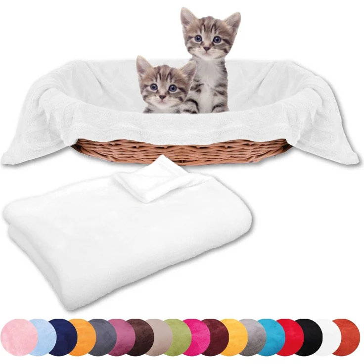 Haustierdecke Katzendecke Kuscheldecke Tierdecke , angenehm und super weich in vielen verschiedenen Farben erhältlich (70x100 cm / weiß - creme) – Bild 2