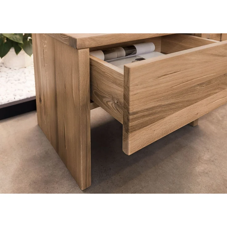 Nachttisch Wildeiche 50x35x40 bianco geölt JANGALI #119 – Bild 5