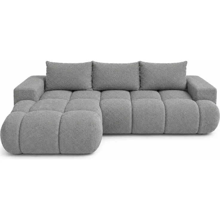 KRISAN MÖBEL Ecksofa BUBBLE in Grau mit Schlaffunktion & Ottomane links, modernes Polstersofa, 275 × 73 x 170 cm, Liegefläche 160 × 216 cm – Bild 1
