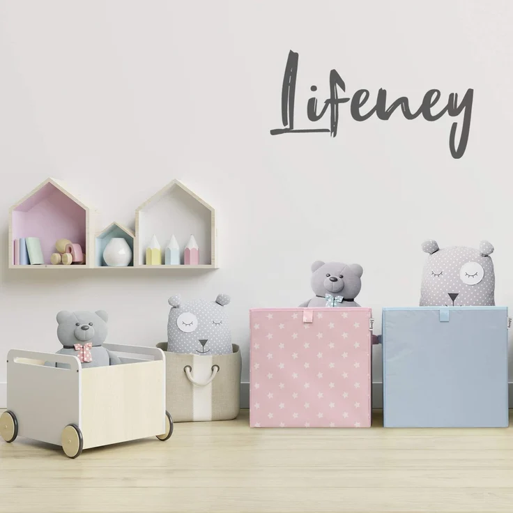 LIFENEY Aufbewahrungsbox mit Sternenmotiv in Rosa I Spielzeugbox mit Sternen passend für Würfelregale I Ordnungsbox für das Kinderzimmer I Aufbewahrungskorb als Accessoire | 33x33x33 cm – Bild 6