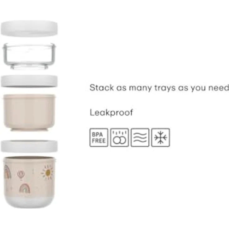 Mepal - Snackbox stapelbar 3-teilig Mio - Stapeln nach Bedarf - Mikrowellen- und Gefrierfachgeeignet - Auslaufsicher - Spülmaschinengeeignet - 100 + 175 + 275 ml - Sunshine & Rainbow – Bild 3