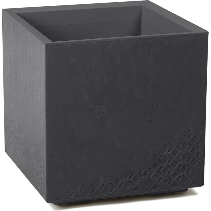 LAMELA Pflanzkübel mit Rollen 40 cm, 36L – Blumentopf aus Kunststoff in Betonoptik – Übertopf mit Wasserablauf – Modern für Innen & Außen - Wetterfest & Pflegeleicht, Schwarz