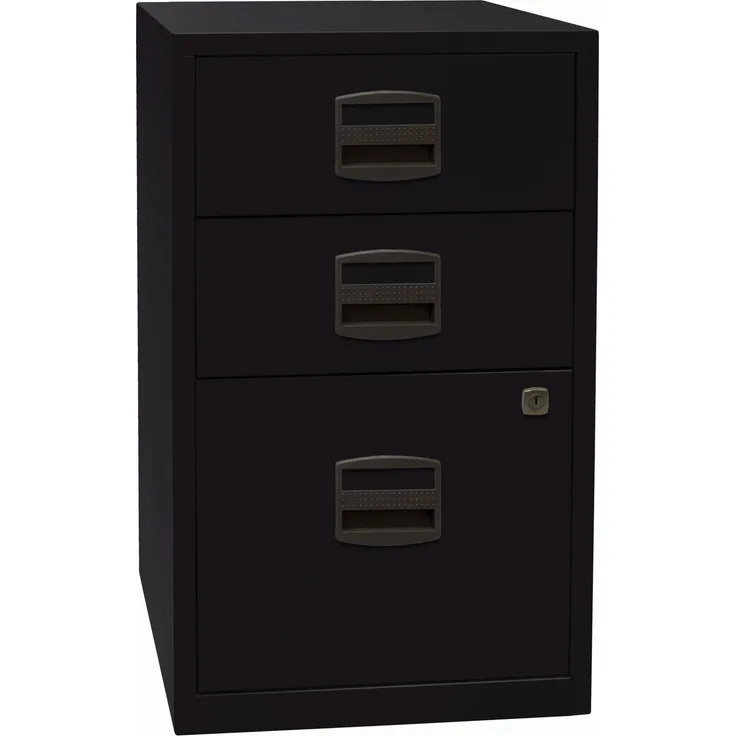 Beistellschrank PFA, 2 Universalschubladen, 1 HR-Schublade, Farbe schwarz