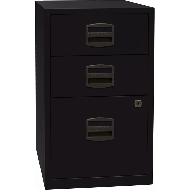 Beistellschrank PFA, 2 Universalschubladen, 1 HR-Schublade, Farbe schwarz – Bild 1