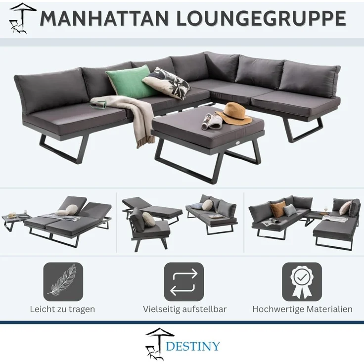 Destiny MANHATTAN Eckgruppe dunkelgrau, Polster dunkelgrau – Bild 3