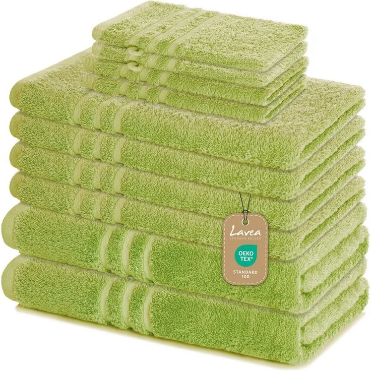 Lavea Handtuch Set Elena, Duschtücher, Handtücher, Gästetücher, Waschhandschuhe, 100% Baumwolle (Set, 10-St), Frottierserie, weich & saugstark, pflegeleicht, 500 g/m² Frottier – Bild 5