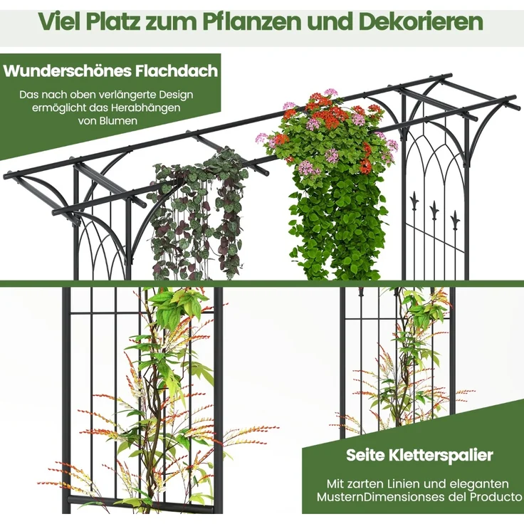 Metall Rosenbogen Gartenbogen für Kletterpflanzen Rankhilfe Garten Torbogen Schwarz – Bild 5