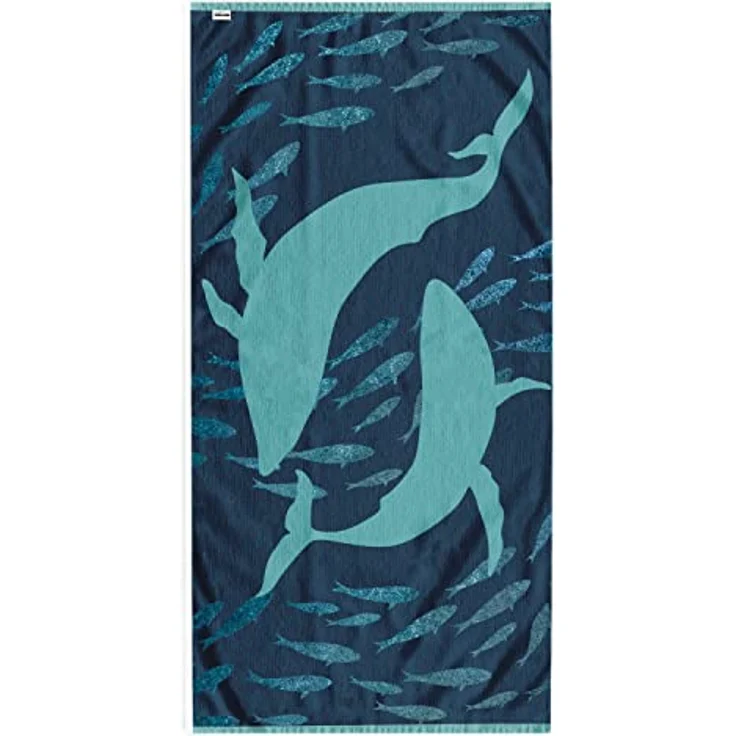 DecoKing Strandtuch groß 90x180 cm Baumwolle Frottee Velours Badetuch blau dunkelblau weiß Dolphin – Bild 5