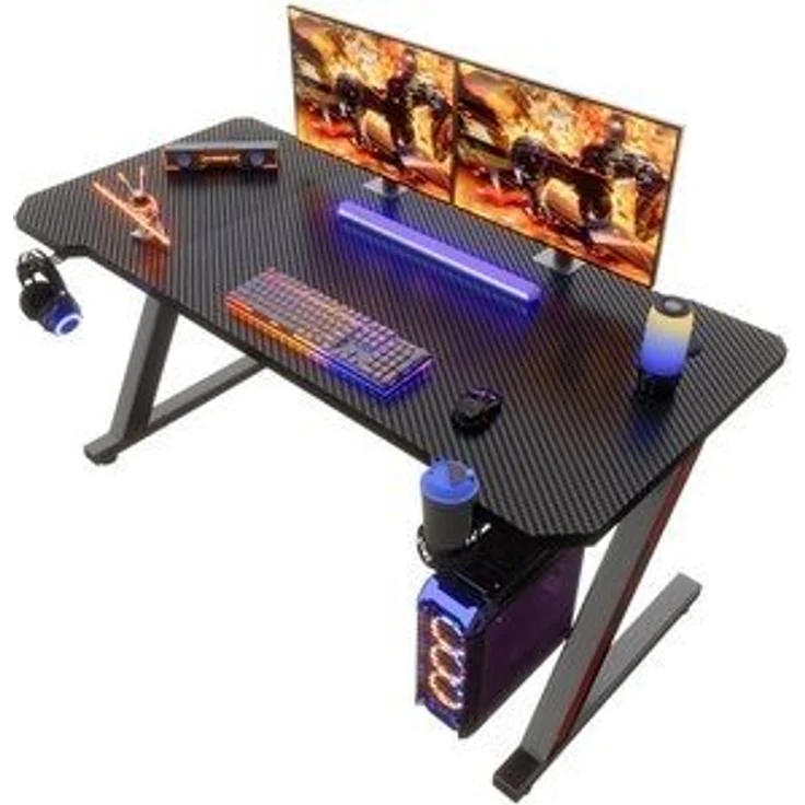 HOMALL Gamingtisch Gaming Tisch Computertisch Schreibtisch 120x60 cm, Z-Frame (Gamer Tisch,Schreibtisch,Ergonomischer PC-Schreibtisch mit Kopfhörerhaken,PC Tisch,1-St) – Bild 6