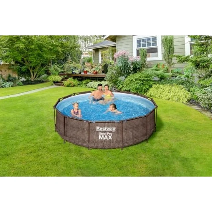 Steel Pro MAX™ Solo Pool ohne Zubehör Ø 366 x 100 cm, Rattan-Optik (Schokobraun), rund – Bild 2