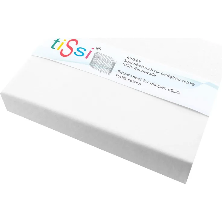 Tissi 6-eckig Spannbetttuch Laufgittermatratze weiß
