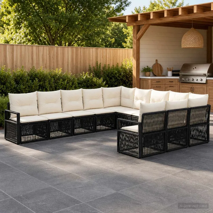 vidaXL Gartensofa-set 11 stk. 11-Sitzer Schwarz Poly-Rattan 3435850