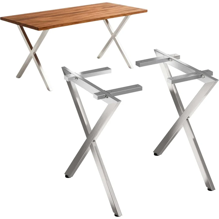 DanDiBo 2x Tischbeine Edelstahl 72 x 68 cm Tischgestell Höhenverstellbar 96678 Tischfüße Möbelfüße Tischkufen Esstisch Beine – Bild 1