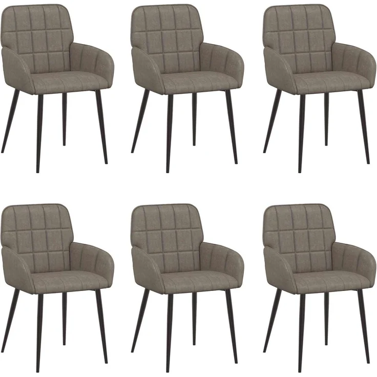 vidaXL Esszimmerstühle 6 pcs Kunstleder Grau 57 x 50 x 85 cm 3428191 – Bild 2