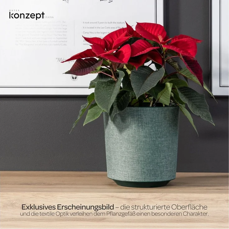 KONZEPT Blumentopf Pflanztopf in Textil-Optik (1 St), Übertöpfe aus Kunststoff für Zimmerpflanzen – Bild 2