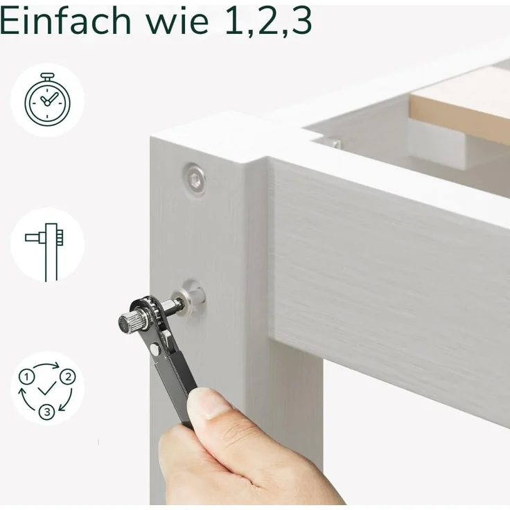ZINUS Massivholzbett Leni (Packung, 1-tlg, aus nachhaltigem Bambusholz, Weiß, 90x200 cm), mit Kopfteil, inklusive Lattenrost aus Holz – Bild 7