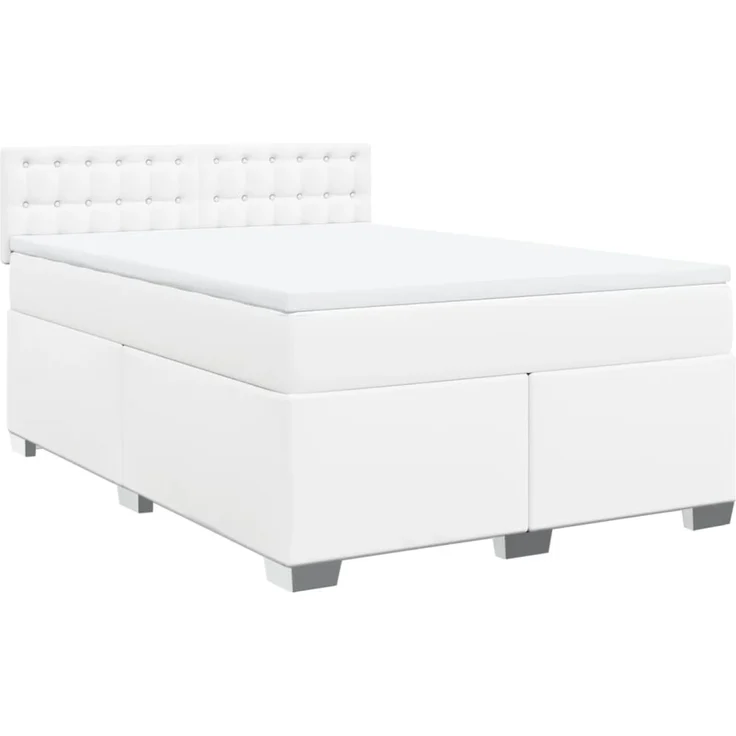 vidaXL Boxspringbett mit Matratze Weiß 140x200 cm Kunstleder – Bild 3