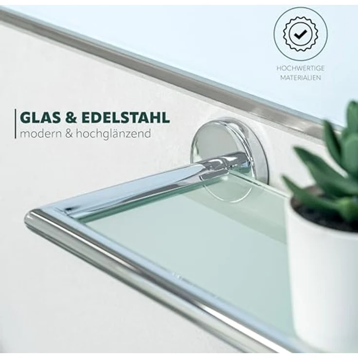 bremermann Wandregal Bad-Serie LUCENTE - mit Rahmen, aus Glas und Edelstahl – Bild 5
