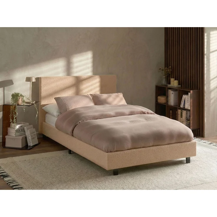 Bett mit Lattenrost Bouclé ALBI 120x200 cm Beige – Bild 3