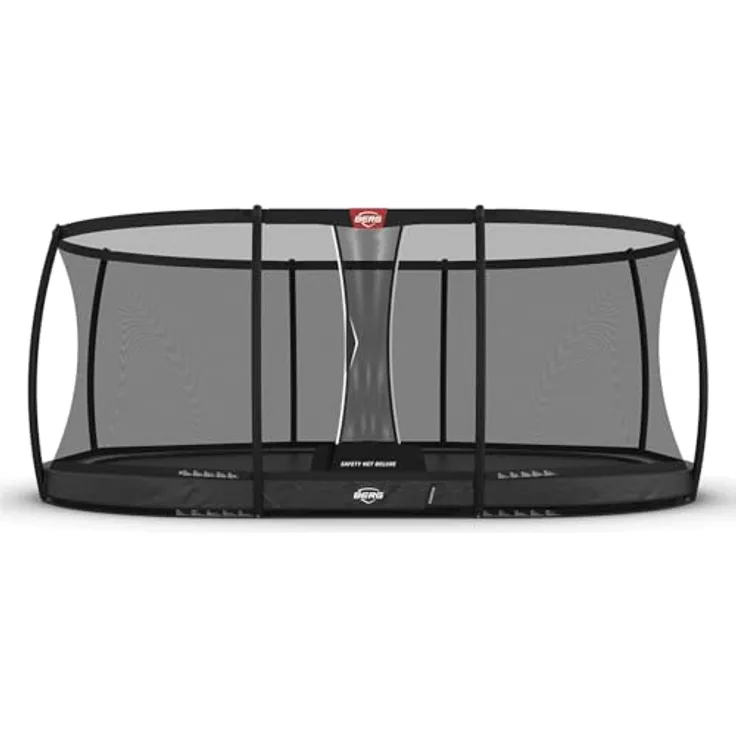 Berg Trampolin Grand Champion InGround, inkl. Deluxe Sicherheitsnetz, 520 x 345 cm, grau, patentierte TwinSpring-Gold-Federung, max. Benutzergewicht 120 kg