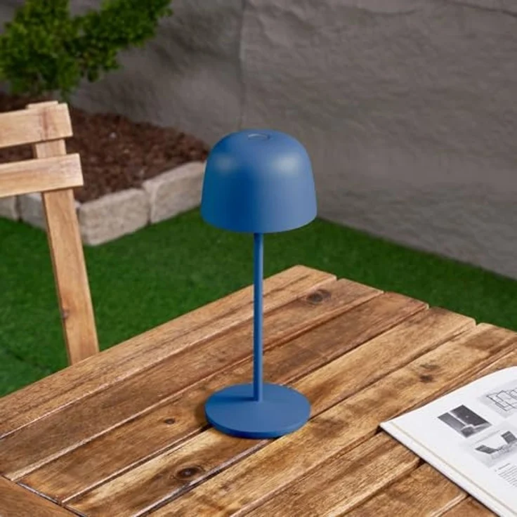 Lindby Außen-Tischleuchte Arietty, LED, Metall, Blau warmweiß IP65, 1 x 2,2 W LED, warmweiß – Bild 4