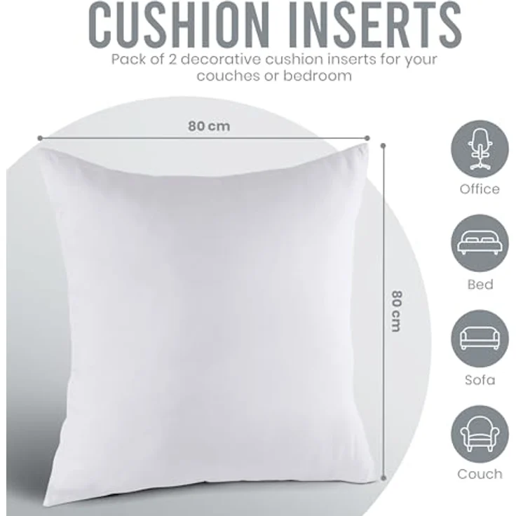 Utopia Bedding 2er Set Kissenfüllung 80 x 80 cm, Innenkissen Füllkissen Kopfkissen Sofakissen (Weiß) – Bild 3