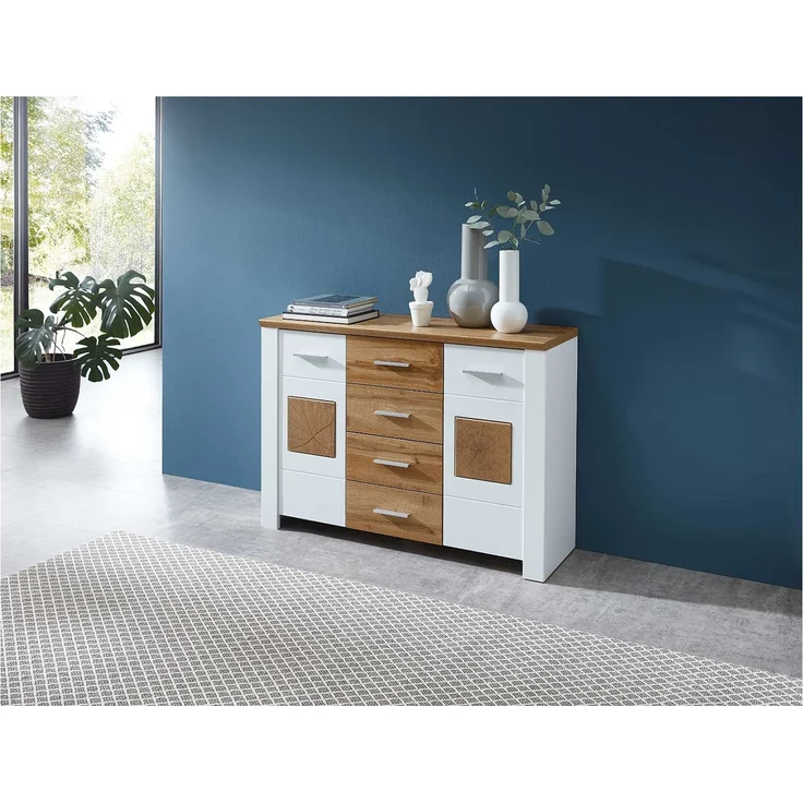 Kommode vito Materio, Holzwerkstoff, Metall, Weiß, Holzfarben, 122 x 86 x 39 cm – Bild 4