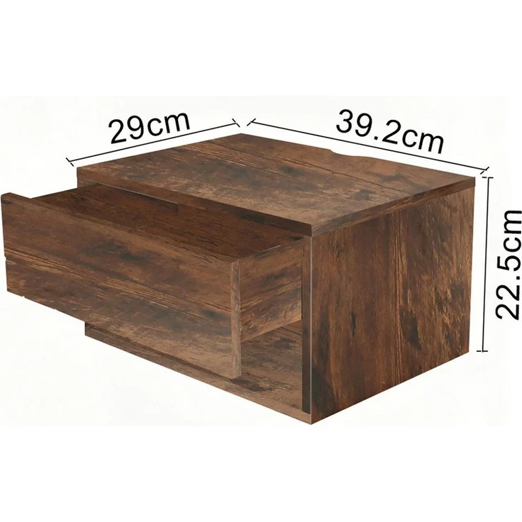 JEOBEST Nachttisch Schwebender Nachttisch, Nachtschrank Wandmontage, Seitentisch Regale, (2-St, Hängeschrank) offenes Regal + Schublade, Platzsparendes – Bild 4