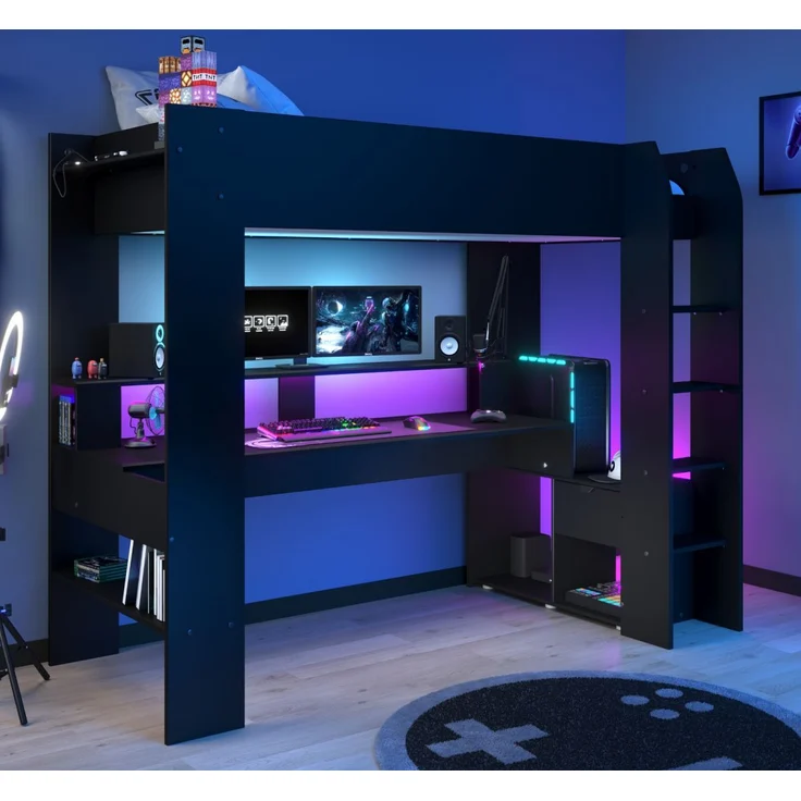 Parisot Hochbett Online1 in schwarz Gaming – Bild 1