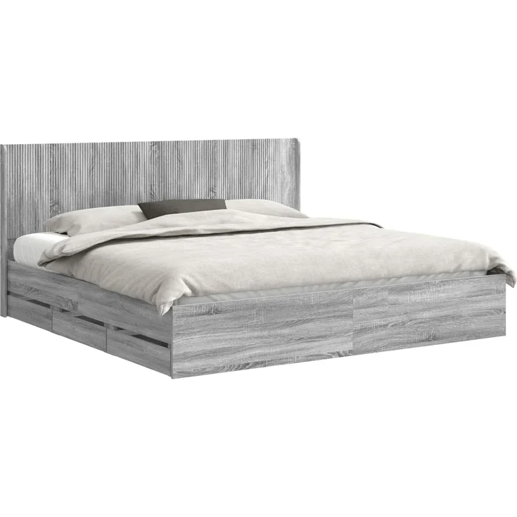 vidaXL Bettgestell mit Stauraum und Kopfteil Sonoma-Grau 200 x 200 cm 3413922 – Bild 2