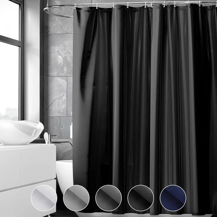 Duschvorhang REDKEY 120x180cm PVC Antibakteriell Schwarz