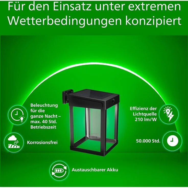 Solar Wandleuchte Camill 24 x 15 x 16,5 cm schwarz – Bild 2