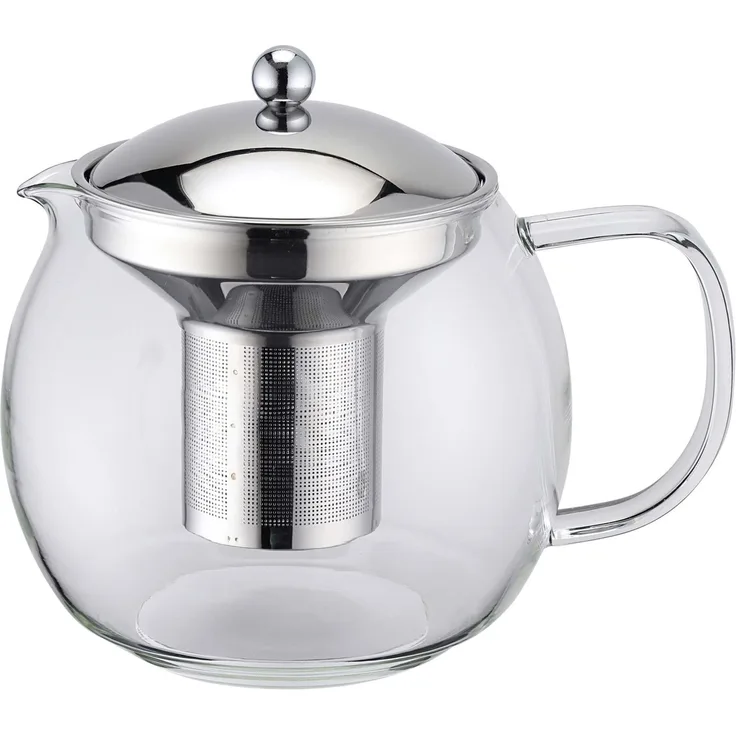 Weis 17050 Teekanne aus Glas und Edelstahl mit Sieb 1,0 Liter