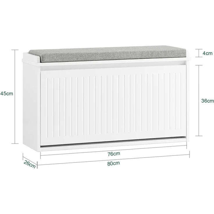 SoBuy FSR98-L-W Schuhbank, MDF, Lackiert, Weiß, 104 x 46 x 36 cm – Bild 3