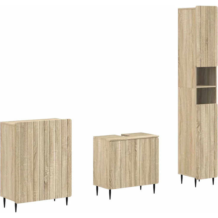 vidaXL 3-teiliges Badezimmer-Schranksystem ZWOLLE Sonoma-Eiche 3417434 – Bild 2