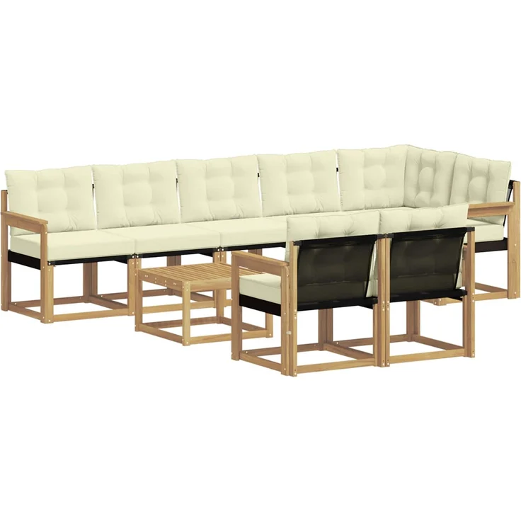 vidaXL Outdoor-Sofagarnitur 9 stk. 8-Sitzer Weiß und Creme 3389612 – Bild 2