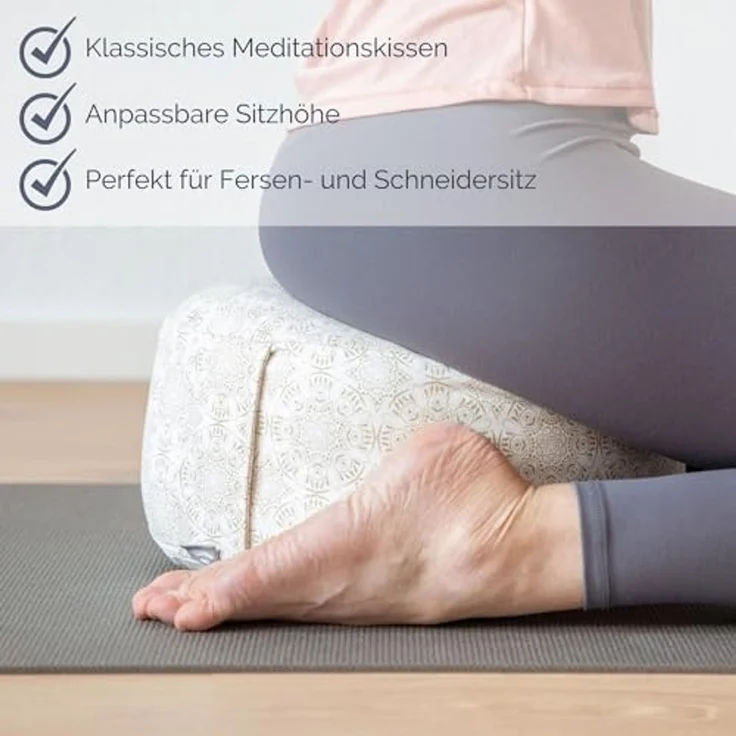 bodhi Meditationskissen Meditationskissen RONDO, 32 x 20 cm Raja, taupe/silber, Kapok – Bild 4