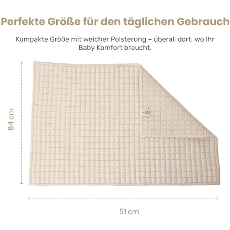 Little Dedi Plain Earth Ivory Wickelmatte 50 x 85 cm - OCS zertifizierte Bio-Baumwolle, neutrale beige Wickelunterlage - Minimalistisches Kinderzimmer, Nahtlos, Wendbar – Bild 3