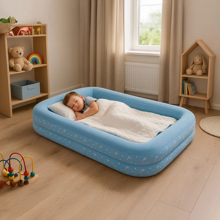 Deluxe Kids Flocked Airbed with Kids Double Action Hand Pump 172 x 112 x 30 cm with Double Action Hand Pump – Bild 2