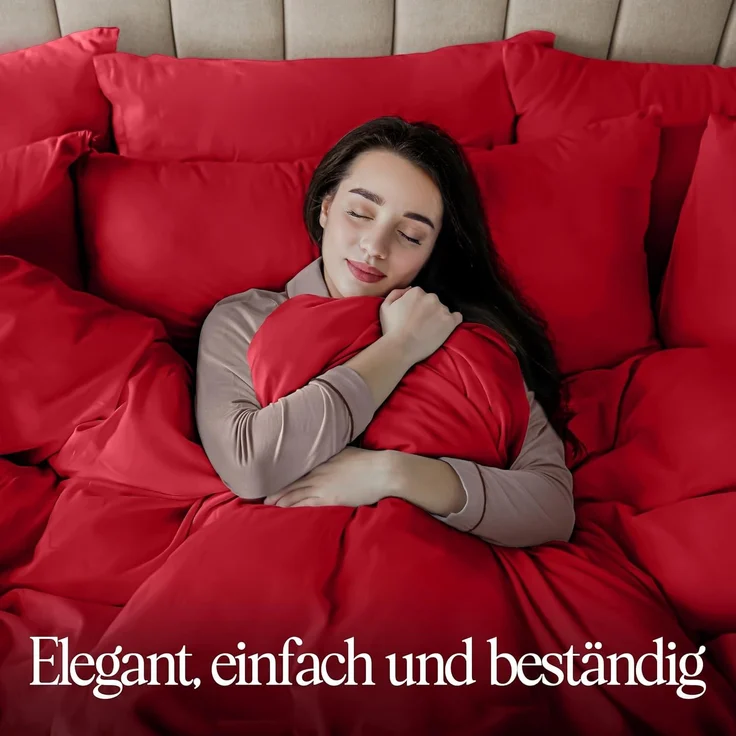 Utopia Bedding Bettwäsche Set - Mikrofaser Bettbezug 260x240 cm + 2 Kissenbezüge 65x65 cm - Rot – Bild 10