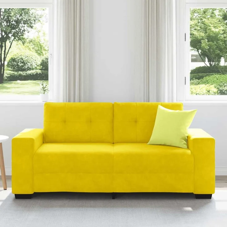 vidaXL Zweisitzer-Sofa Gelb 180x77x82 cm Samt 4105128 – Bild 3