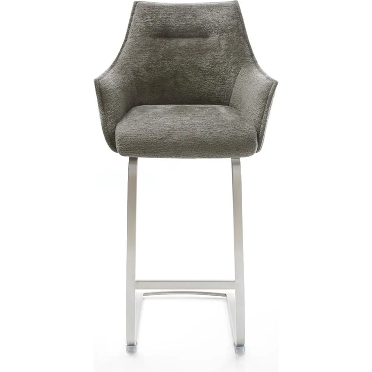 Barstuhl Alja-Flex Bouclé Soft Schlamm Freischwinger Flach Edelstahl Silberfarben Taschenfederkern – Bild 3