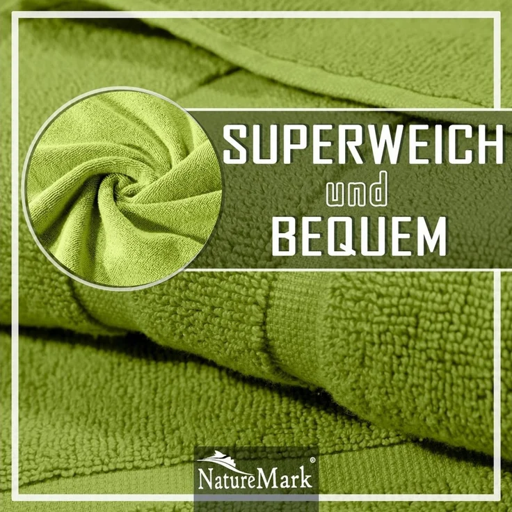 NatureMark 2er Pack Badvorleger Badematte | Premium Qualität | 100% Baumwolle | 50x80 cm | Duschvorleger Duschmatte Doppelpack | (2er Pack 50x80 cm, Apfel grün) – Bild 3