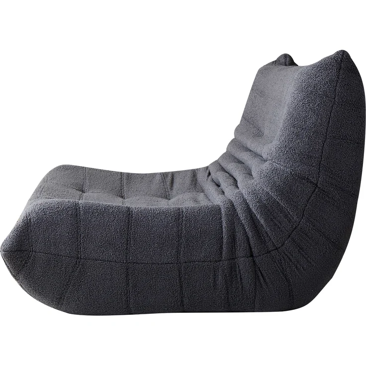 2-Sitzer Loungesofa aus Teddy-Vlies mit Plisseefalten-Design, ergonomisch, 149x114x82 cm, Grau – Bild 6
