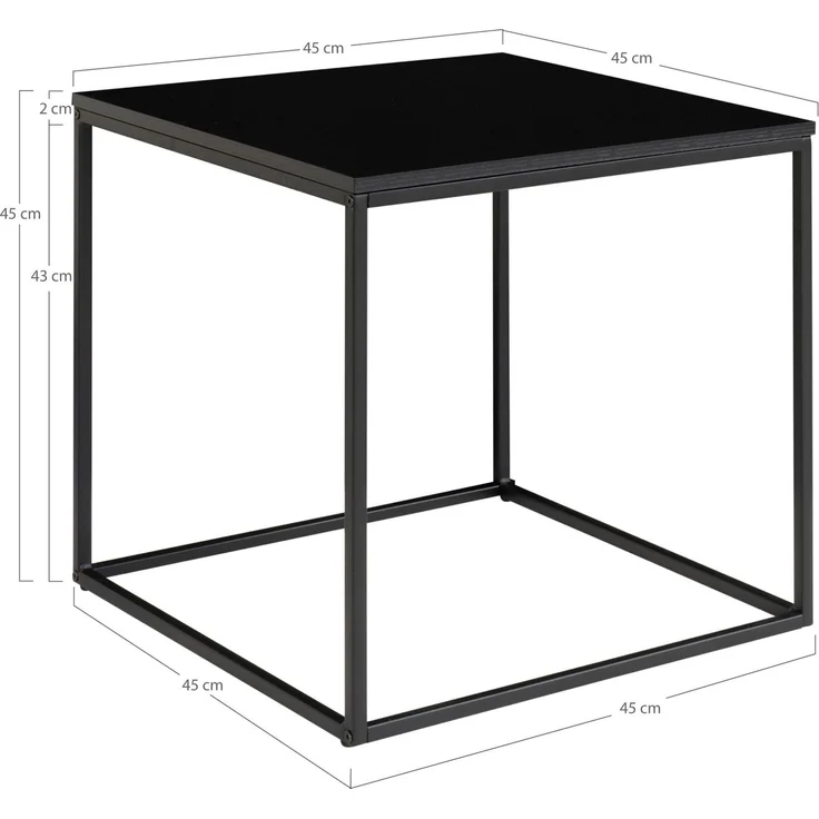 House Nordic Beistelltisch, schwarz, schwarzes Gestell, 45x45x45 cm – Bild 5