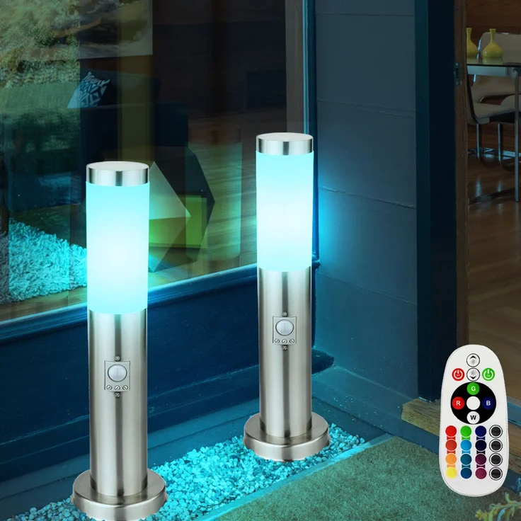 4er RGB LED Wegelampe, Bewegungsmelder, IP44, H 45cm – Bild 3